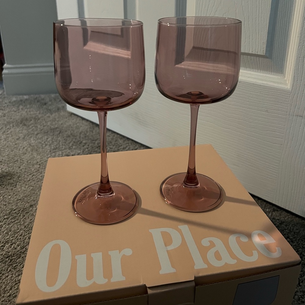 Our Place Pink Tinted Wine Glasses